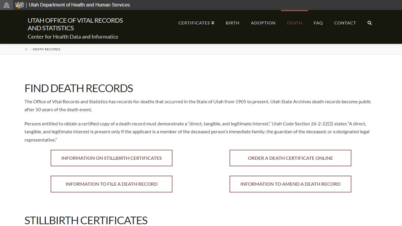 Death Records | Utah Office of Vital Records and Statistics